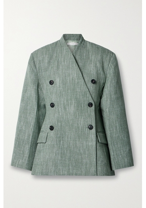 Co - Double-breasted Wool-blend Blazer - Green - x small,small,medium,large,x large