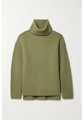 Joseph - Ribbed Wool Turtleneck Sweater - Green - x small,small,medium,large,x large