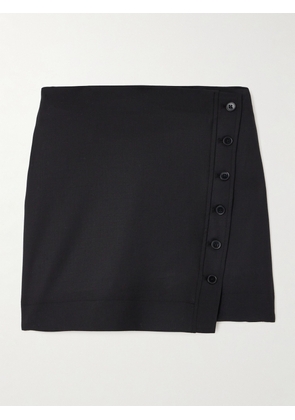 LOULOU STUDIO - Mahaz Asymmetric Wool Mini Wrap Skirt - Black - x small,small,medium,large,x large