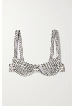 Isa Boulder - Woven Metallic Stretch-satin Underwired Bikini Top - Silver - x small,small,medium,large,x large,xx large