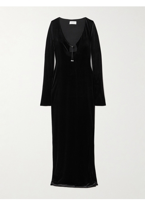 16ARLINGTON - Solaria Cutout Stretch-velvet Maxi Dress - Black - UK 4,UK 6,UK 8,UK 10,UK 12,UK 14,UK 16