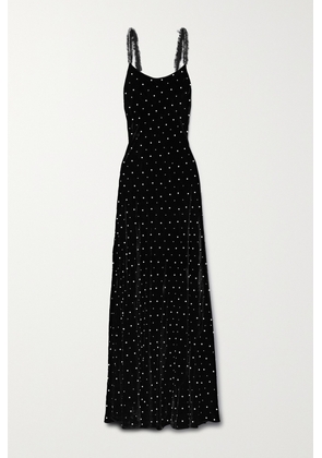 LoveShackFancy - Aspen Lace-trimmed Embellished Velvet Maxi Dress - Black - US0,US2,US4,US6,US8,US10,US12