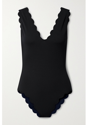 Marysia - Charleston Scalloped Seersucker Swimsuit - Black - xx small,x small,small,medium,large,x large,xx large