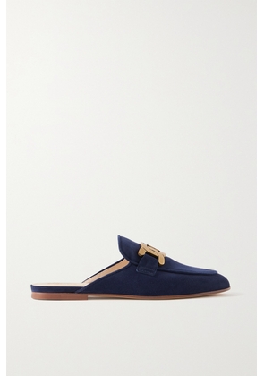 Tod's - Embellished Suede Slippers - Blue - IT34,IT35,IT36,IT36.5,IT37,IT37.5,IT38,IT38.5,IT39,IT39.5,IT40,IT40.5,IT41,IT41.5,IT42