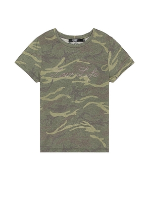 Jaded London Low Life Camo T-Shirt in Army. Size M, S, XL.