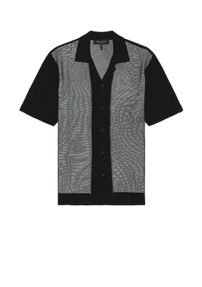 Rag & Bone Harvey Knit Camp Shirt in Black. Size M, S, XL.