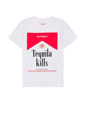 Los Sundays The Tequila Kills Tee in White. Size M, S, XL/1X.