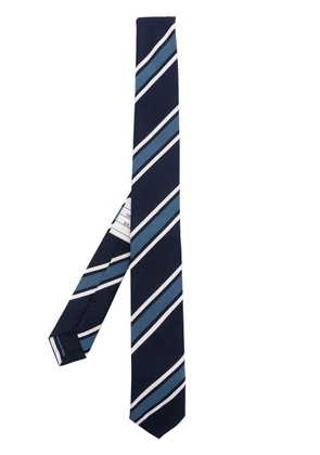 Thom Browne diagonal stripe silk-cotton tie - Blue