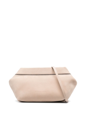 Brunello Cucinelli Monili-embellished leather shoulder bag - Neutrals