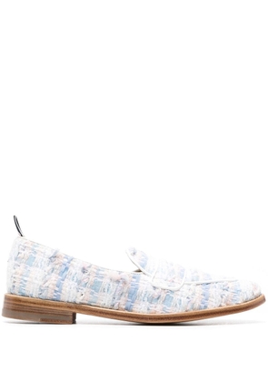 Thom Browne check tweed penny loafers - Blue