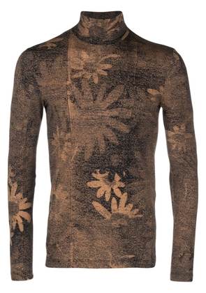 MM6 Maison Margiela floral-print long-sleeve T-shirt - Brown