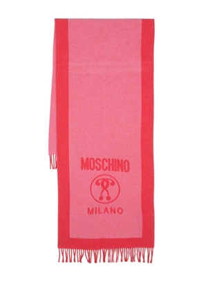 Moschino logo-print wool scarf - Pink