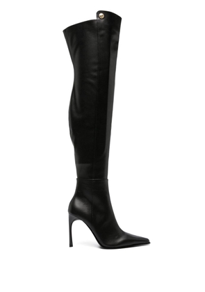 Versace Jeans Couture pointed-toe faux-leather knee boots - Black