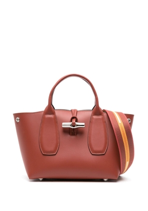 Longchamp small Roseau leather tote bag - Orange