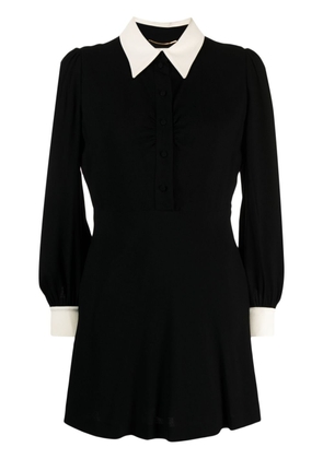 Saint Laurent Pre-Owned contrast-collar mini shirtdress - Black
