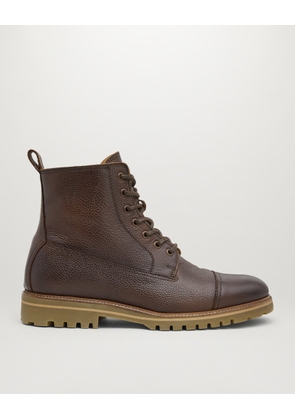 Belstaff Alperton Lace Up Boots Men's Tumbled Leather Dark Brown Size UK 6.5