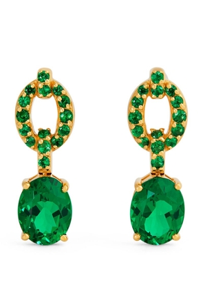 Nadine Aysoy Yellow Gold And Emerald Catena Drop Earrings