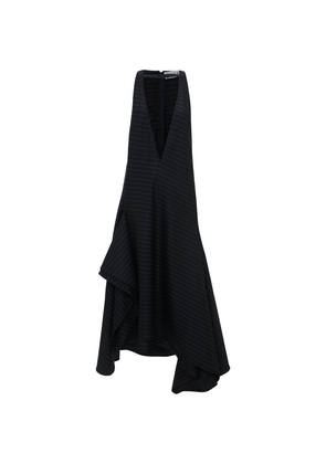 Jw Anderson Wool-Blend Asymmetric Pinstripe Maxi Dress