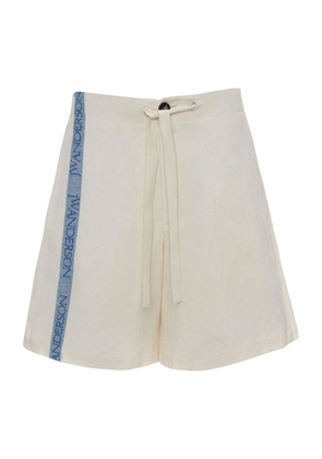 Jw Anderson Cotton-Linen Logo Stripe Shorts