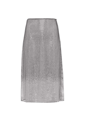 Prada Crystal-Embellished Mesh Midi Skirt