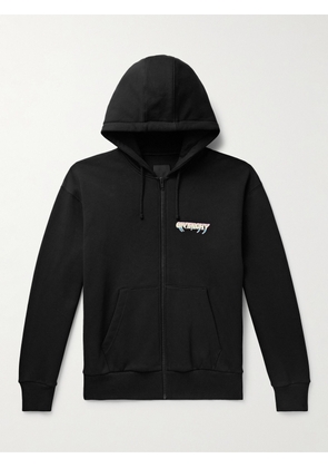 Givenchy - World Tour Logo-Print Cotton-Jersey Zip-Up Hoodie - Men - Black - S