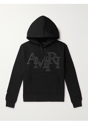 AMIRI - Logo-Appliquéd Cotton-Jersey Hoodie - Men - Black - XS