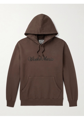 Wacko Maria - Logo-Embroidered Cotton-Jersey Hoodie - Men - Brown - S