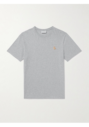 Maison Kitsuné - Logo-Appliquéd Cotton-Jersey T-Shirt - Men - Gray - XS