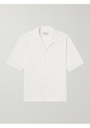Officine Générale - Eren Camp-Collar Striped Cotton-Jacquard Shirt - Men - White - XS