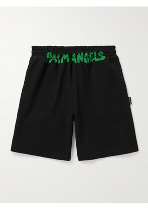 Palm Angels - Logo-Print Cotton-Jersey Drawstring Shorts - Men - Black - S