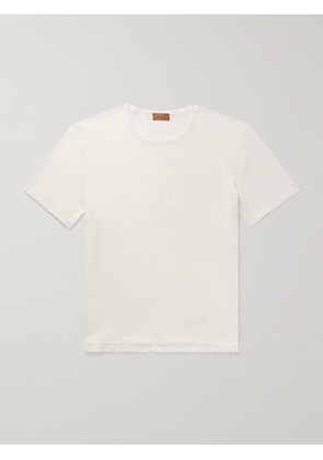 Alanui - Logo-Embroidered Fringed Linen-Jersey T-Shirt - Men - Neutrals - S
