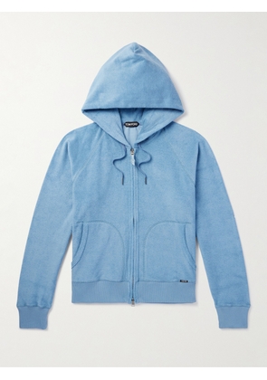 TOM FORD - Towelling Cotton-Terry Zip-Up Hoodie - Men - Blue - IT 46