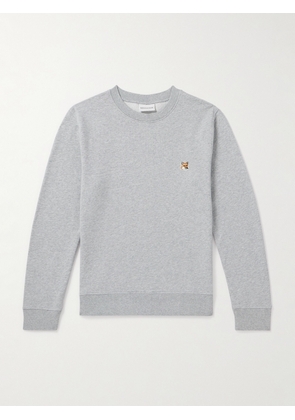 Maison Kitsuné - Logo-Appliquéd Cotton-Jersey Sweatshirt - Men - Gray - XS