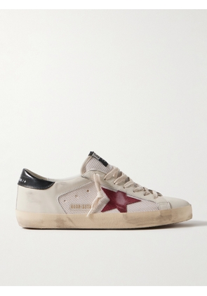 Golden Goose - Superstar Distressed Suede-Trimmed Leather and Mesh Sneakers - Men - Neutrals - EU 39