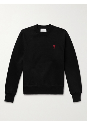 AMI PARIS - Logo-Embroidered Cotton-Blend Jersey Sweatshirt - Men - Black - XS