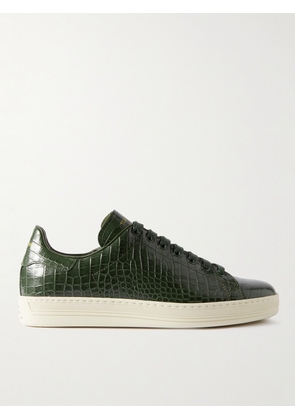 TOM FORD - Warwick Croc-Effect Patent-Leather Sneakers - Men - Green - UK 6