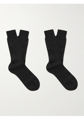 Mr P. - Ribbed Cotton Socks - Men - Black