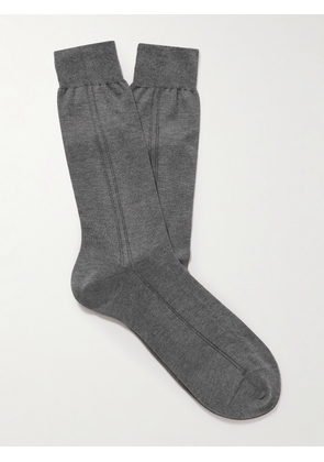Mr P. - Ribbed Cotton Socks - Men - Gray