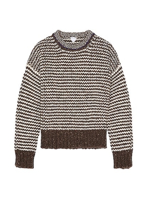 Bottega Veneta Zig Zag Knit Sweater in Milkweed & White - Brown. Size L (also in S).