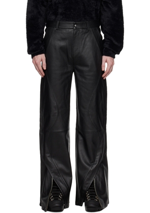 HELIOT EMIL Black Inverse Leather Pants