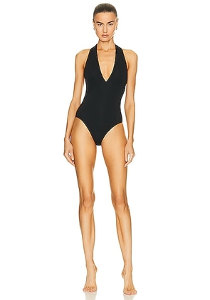 Bottega Veneta Stretch One Piece V Neck Swimsuit in Black - Black. Size XS (also in ).