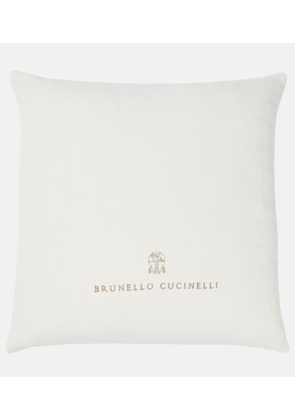 Brunello Cucinelli Logo embroidered cotton and linen cushion