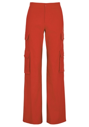 Alice + Olivia Deanna High Waisted Vegan Leather Bootcut Pant in Red