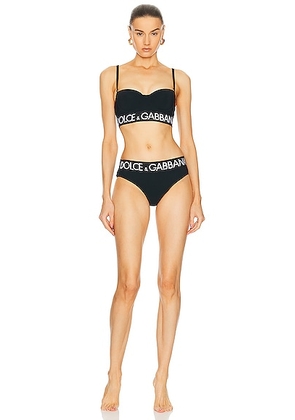 Dolce & Gabbana Logo Band Shoulder Strap Bikini Set in Nero - Black. Size 1 (also in ).