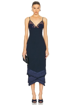 PatBO Embroidered Crochet Midi Dress in French Navy - Navy. Size 0 (also in 2, 6).