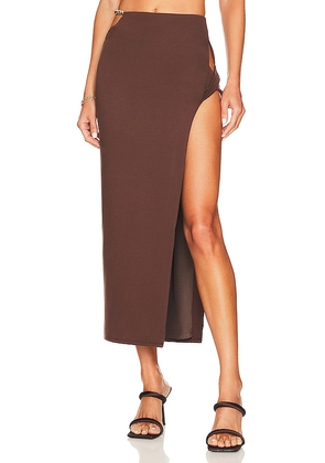 Camila Coelho Holly Midi Skirt in Chocolate. Size L, XL.