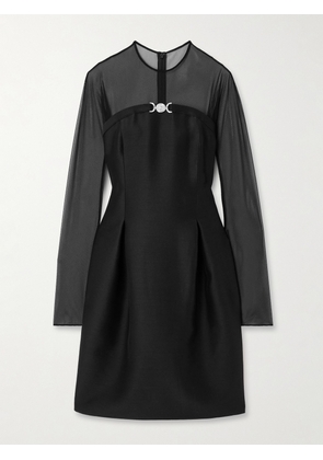 Versace - Open-back Tulle-paneled Wool And Silk-blend Mini Dress - Black - IT38,IT40,IT42,IT44