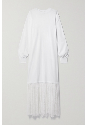 Interior - The Bobby Cotton-jersey And Pleated Corded Lace Maxi Dress - White - x small,small,medium,large,x large