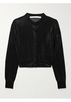 Alexander Wang - Cropped Crystal-embellished Jersey Cardigan - Black - x small,small,medium,large,x large