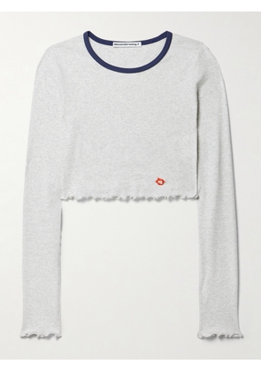 alexanderwang.t - Cropped Cotton-jersey T-shirt - Gray - x small,small,medium,large